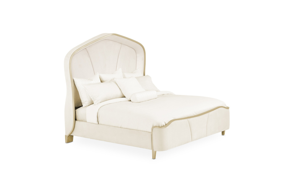 Aico Furniture Malibu Crest Upholstered Curved Panel Bed