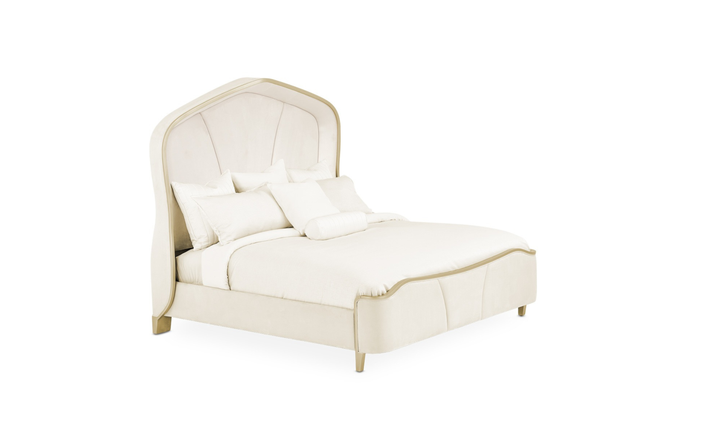 Aico Furniture Malibu Crest Upholstered Curved Panel Bed