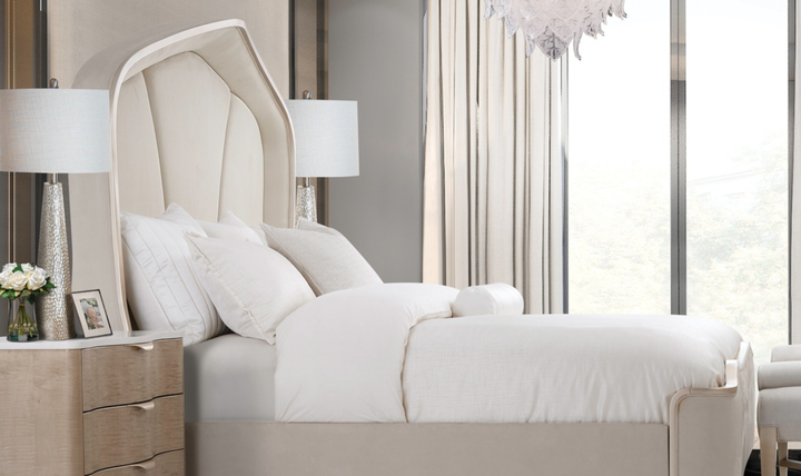 Aico Furniture Malibu Crest Upholstered Curved Panel Bed