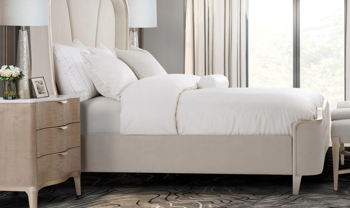 Aico Furniture Malibu Crest Upholstered Curved Panel Bed