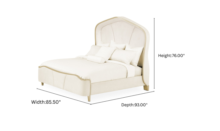 Aico Furniture Malibu Crest Upholstered Curved Panel Bed