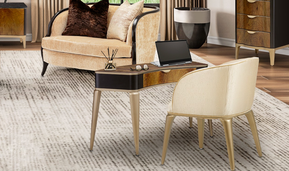 Aico Furniture Malibu Crest Vanity Desk in Crotch Mahogany-Jennifer furniture