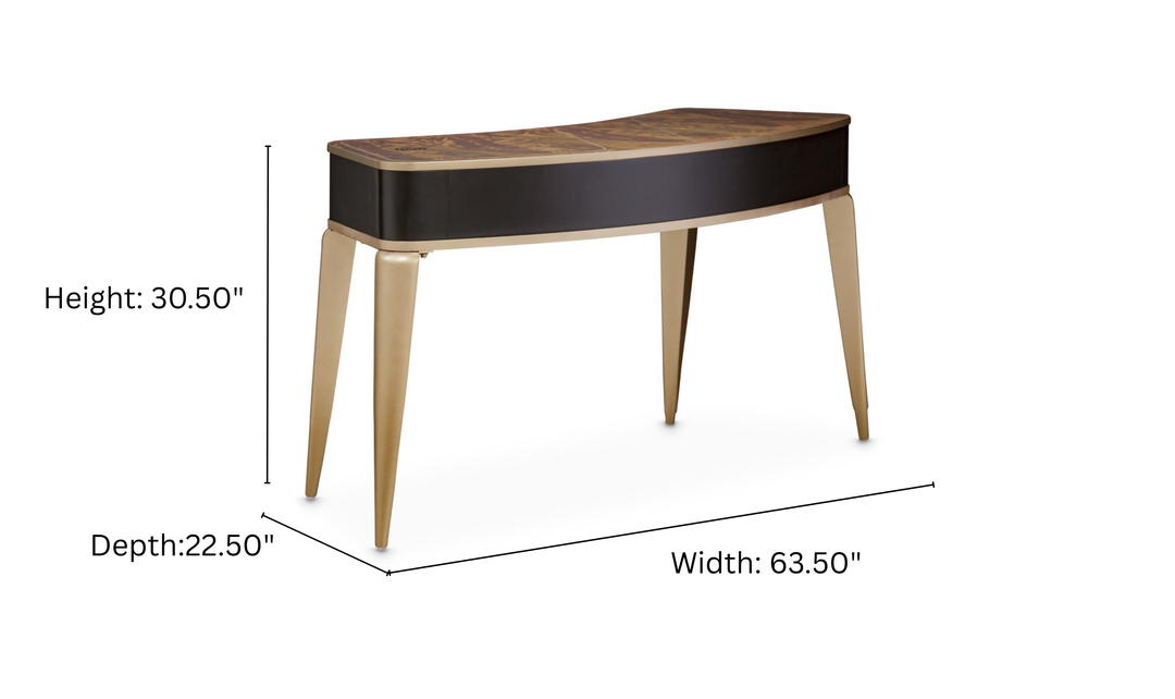 Aico Furniture Malibu Crest Vanity Desk in Crotch Mahogany-Jennifer furniture
