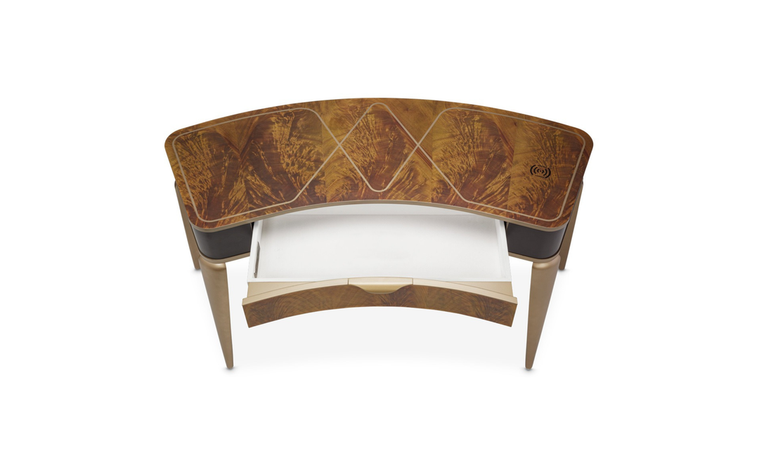 Aico Furniture Malibu Crest Vanity Desk in Crotch Mahogany-Jennifer furniture