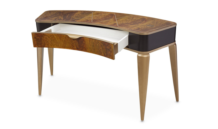 Aico Furniture Malibu Crest Vanity Desk in Crotch Mahogany-Jennifer furniture