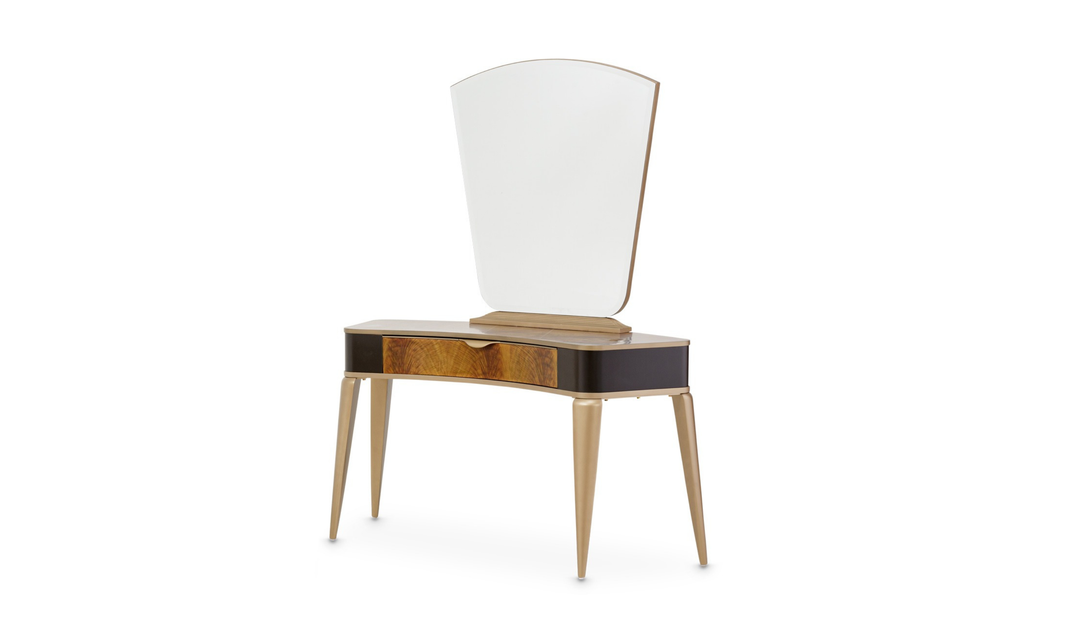 Aico Furniture Malibu Crest Vanity with Mirror in Crotch Mahogany-Jennifer Furniture