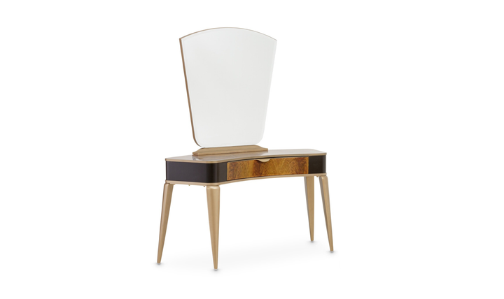 Aico Furniture Malibu Crest Vanity with Mirror in Crotch Mahogany-Jennifer Furniture