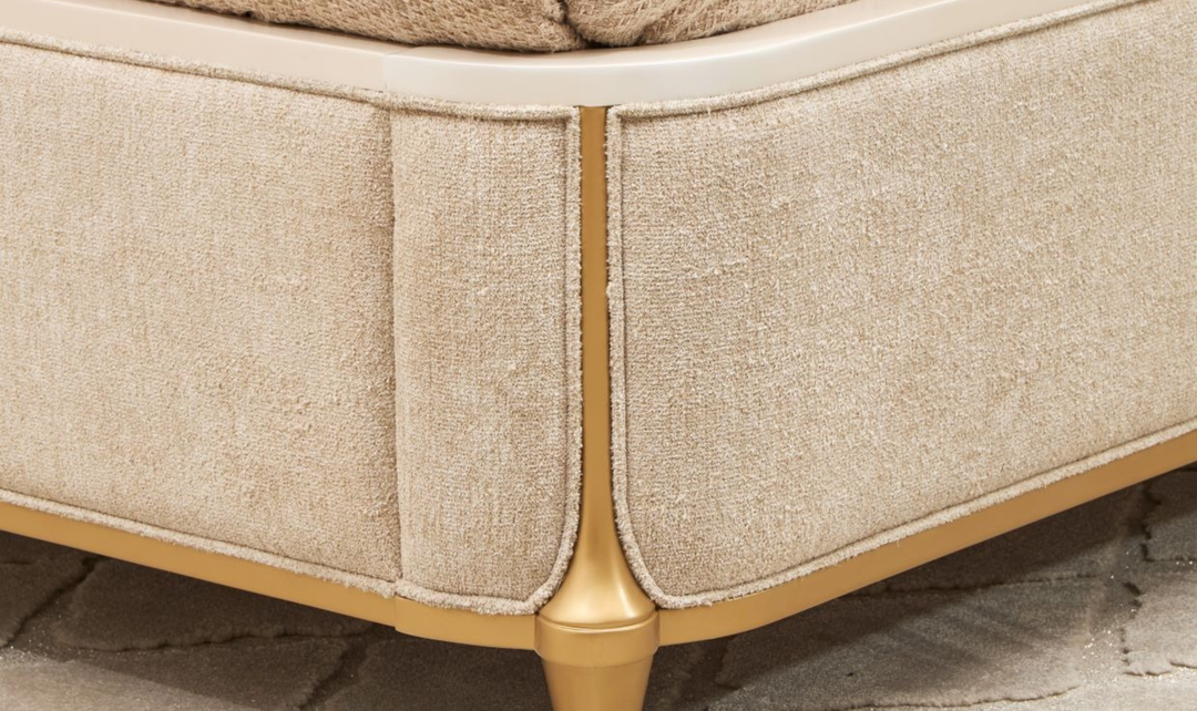 Aico Furniture Scotts Square Beige Fabric Upholstered Eastern King Bed-Jennifer Furniture