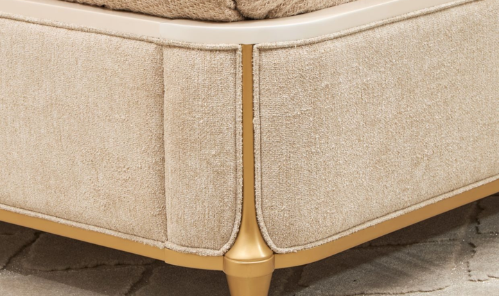 Aico Furniture Scotts Square Beige Fabric Upholstered Eastern King Bed-Jennifer Furniture