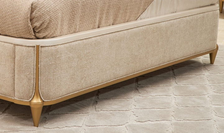 Aico Furniture Scotts Square Beige Fabric Upholstered Eastern King Bed-Jennifer Furniture