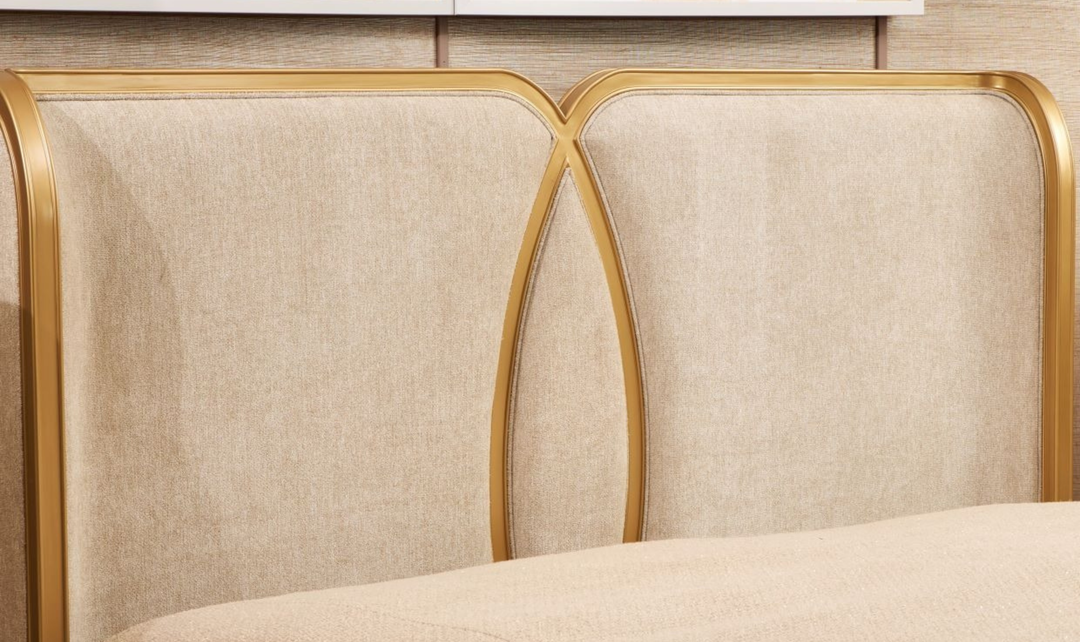 Aico Furniture Scotts Square Beige Fabric Upholstered Eastern King Bed-Jennifer Furniture