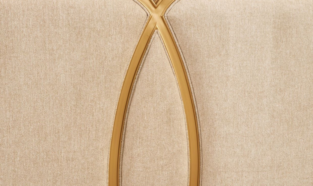 Aico Furniture Scotts Square Beige Fabric Upholstered Eastern King Bed-Jennifer Furniture