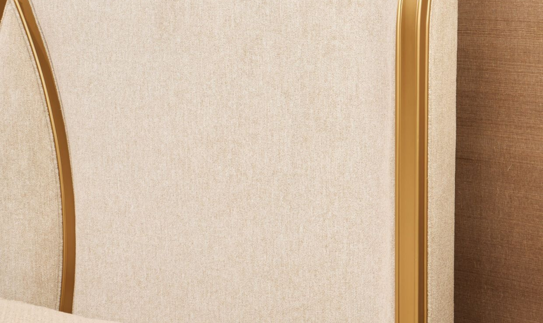 Aico Furniture Scotts Square Beige Fabric Upholstered Eastern King Bed-Jennifer Furniture