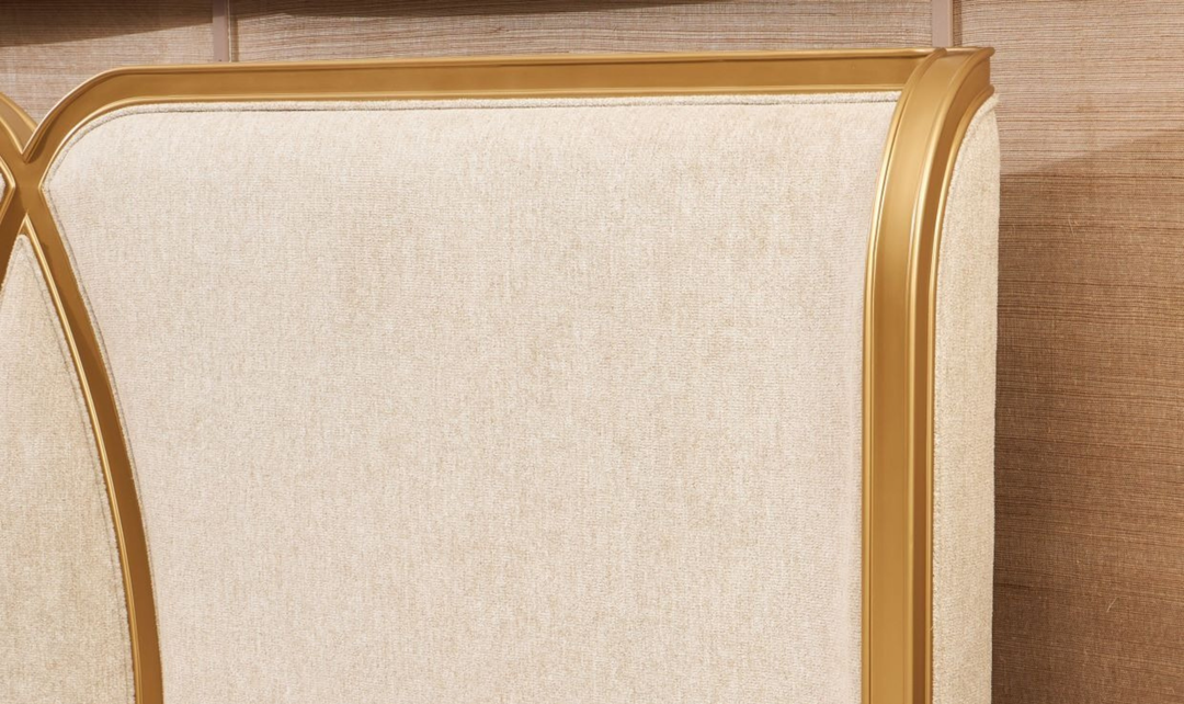 Aico Furniture Scotts Square Beige Fabric Upholstered Eastern King Bed-Jennifer Furniture