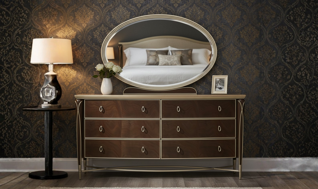Aico Furniture Villa Cherie Dresser & Mirror Caramel-jennifer furniture