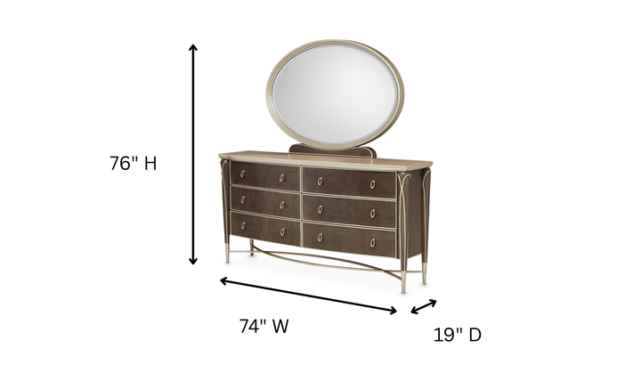 Aico Furniture Villa Cherie Dresser & Mirror Caramel-jennifer furniture