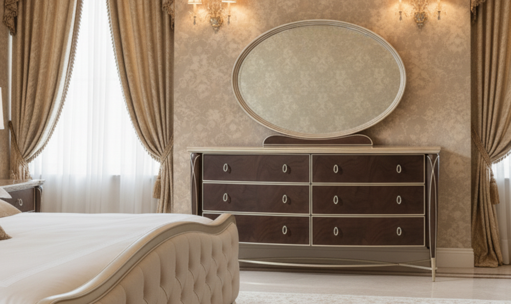 Aico Furniture Villa Cherie Dresser & Mirror Caramel-jennifer furniture