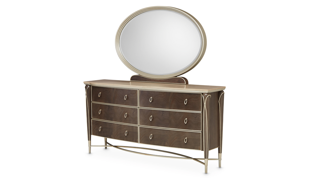 Aico Furniture Villa Cherie Dresser & Mirror Caramel-jennifer furniture