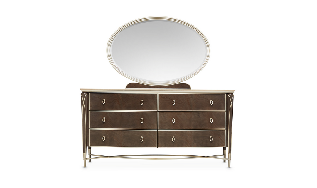 Aico Furniture Villa Cherie Dresser & Mirror Caramel-jennifer furniture