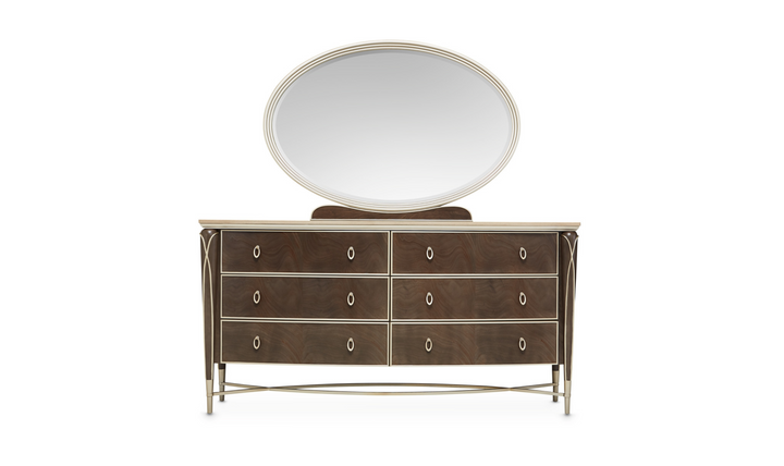 Aico Furniture Villa Cherie Dresser & Mirror Caramel-jennifer furniture