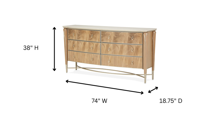 Aico Furniture Villa Cherie Dresser in Caramel
