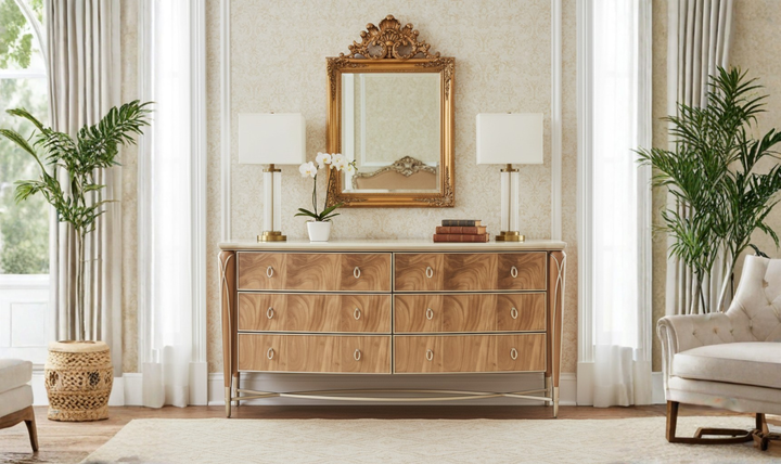 Aico Furniture Villa Cherie Dresser in Caramel