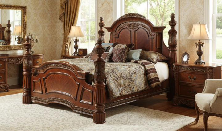 Aico Furniture Villa Valencia Low Profile Bed- jennifer furniture