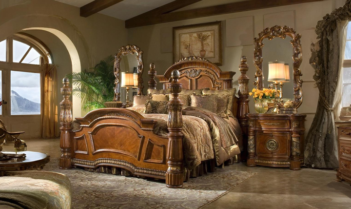 Aico Furniture Villa Valencia Low Profile Bed- jennifer furniture