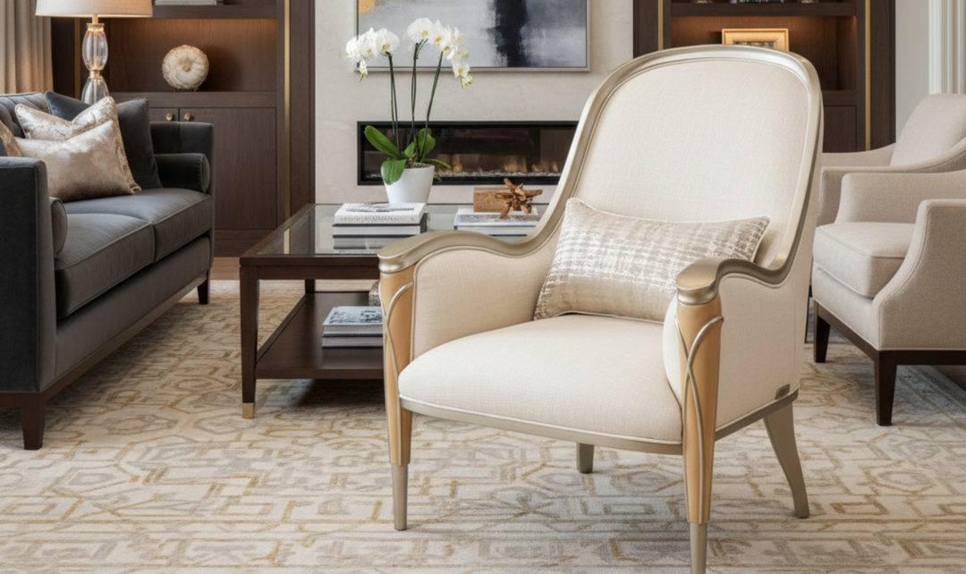 Aico Villa Cherie Accent Chair With Caramel Finish-jennifer furniture