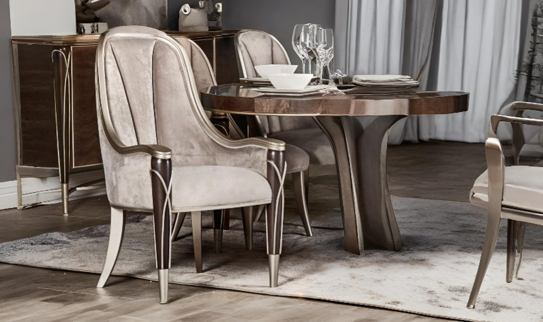 Aico Villa Cherie Arm Chair in Porcini velvet-jennifer furniture