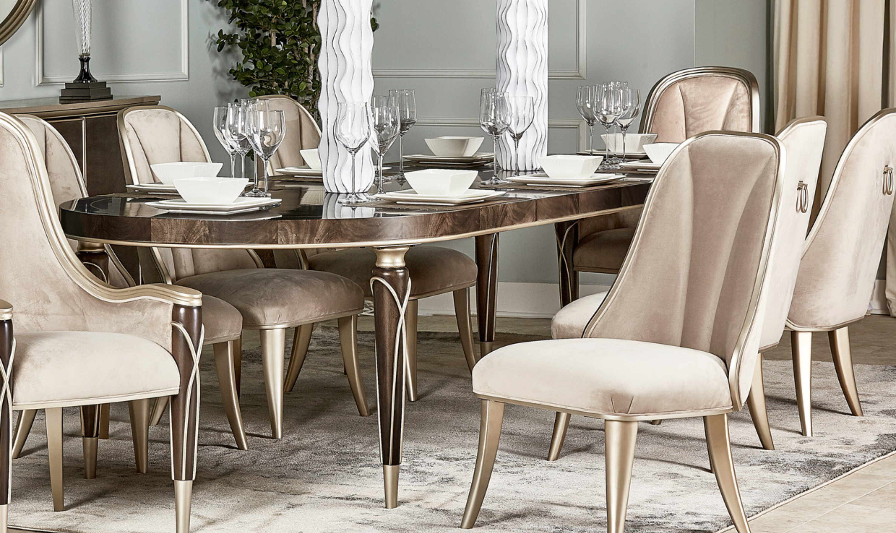 Aico Villa Cherie Arm Chair in Porcini velvet-jennifer furniture