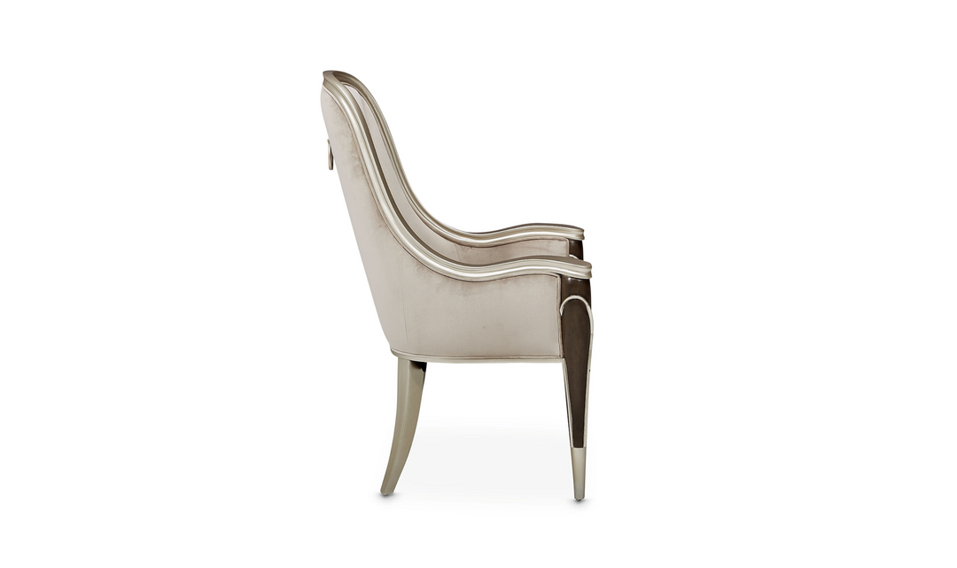Aico Furniture Villa Cherie Arm Chair in Porcini velvet