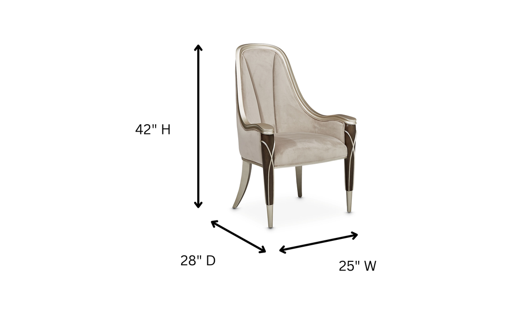 Aico Furniture Villa Cherie Arm Chair in Porcini velvet