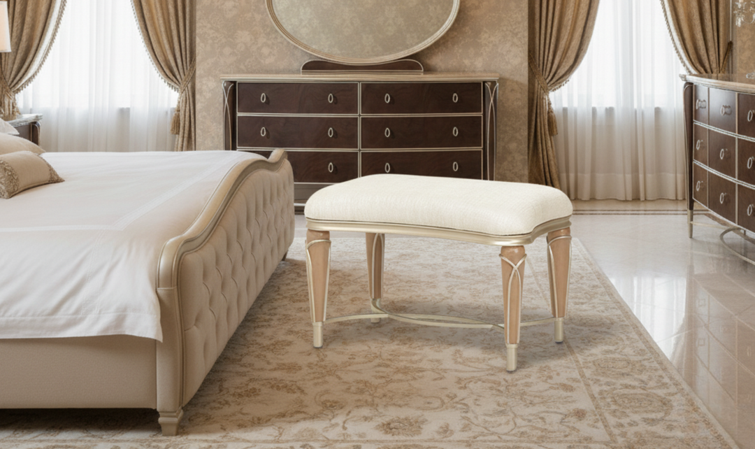 Aico Villa Cherie Caramel Ottoman-jennifer furniture