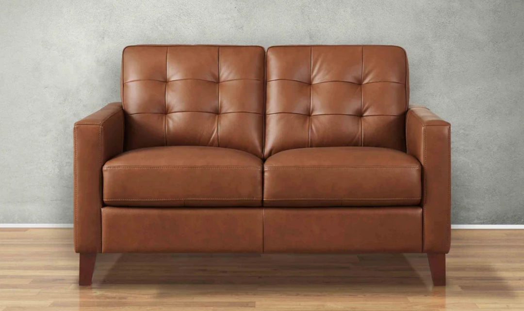 Aiden 2-Seater Leather Loveseat With Track Arms-Jenniferfurnture