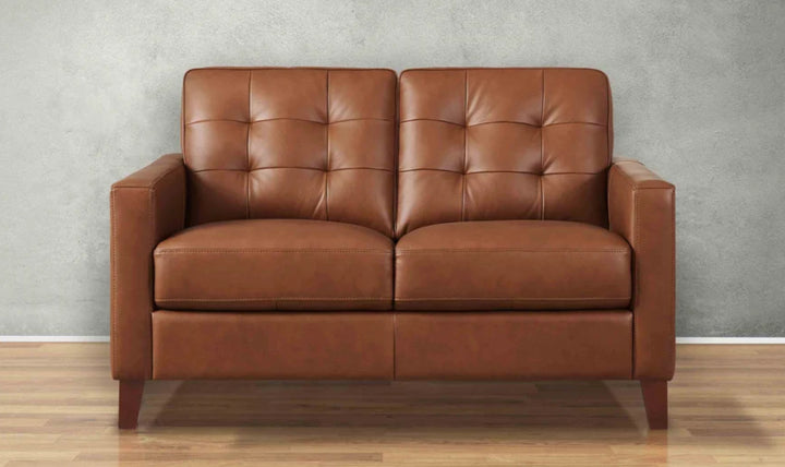 Aiden 2-Seater Leather Loveseat With Track Arms-Jenniferfurnture