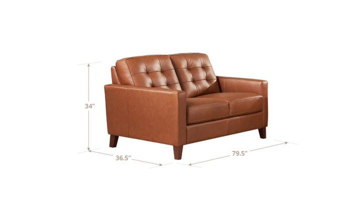 Aiden 2-Seater Leather Loveseat With Track Arms-Jenniferfurnture