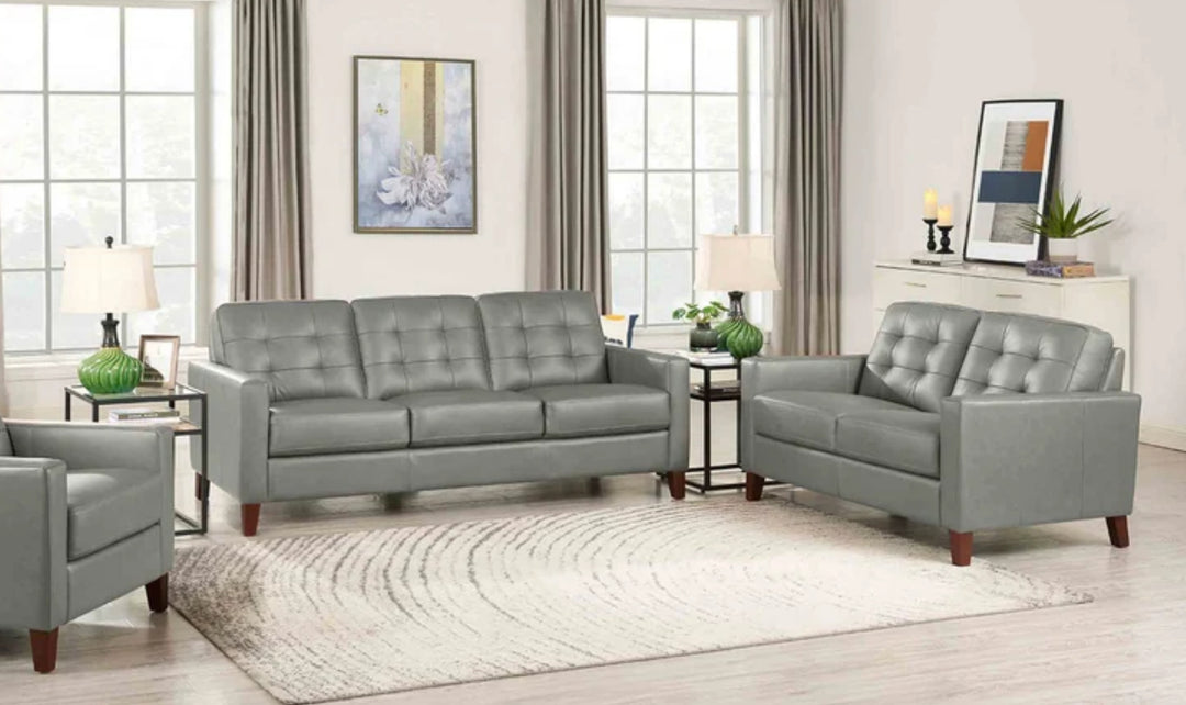 Aiden 2-Seater Leather Loveseat With Track Arms-Jenniferfurnture