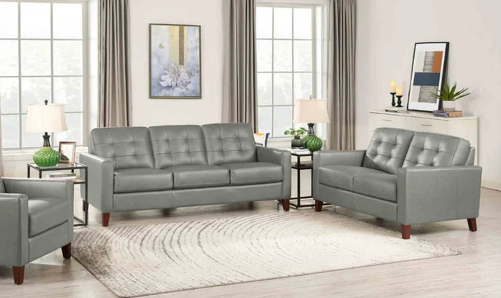 Aiden 2-Seater Leather Loveseat With Track Arms-Jenniferfurnture