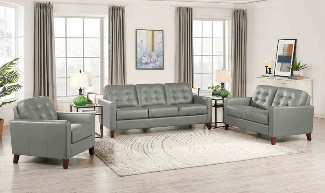 Aiden 3-Seater Leather Sofa With Track Arms