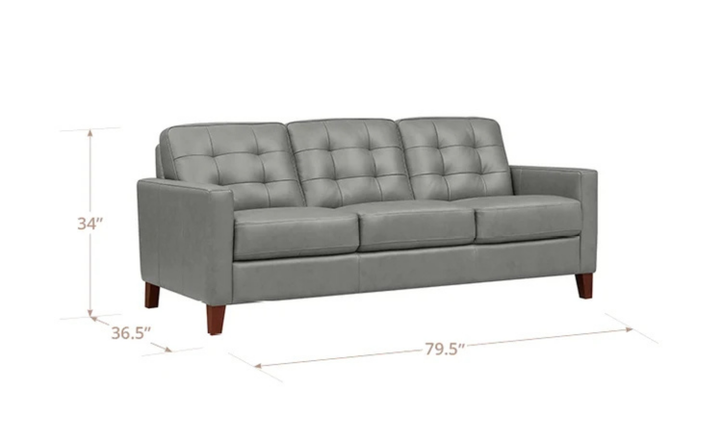 Aiden 3-Seater Leather Sofa With Track Arms