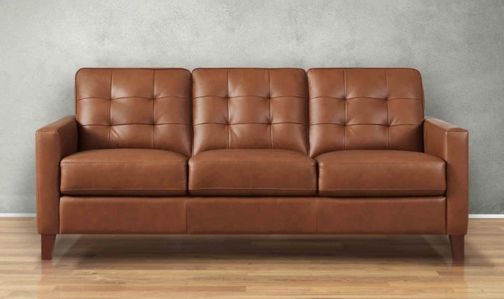 Aiden 3-Seater Leather Sofa With Track Arms