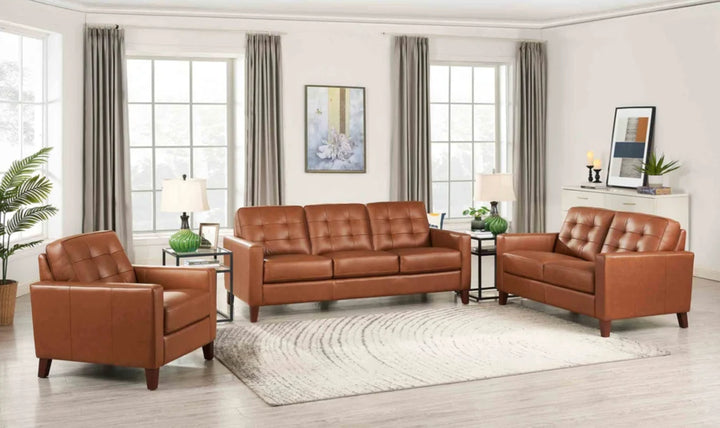 Aiden 3-Seater Leather Sofa With Track Arms