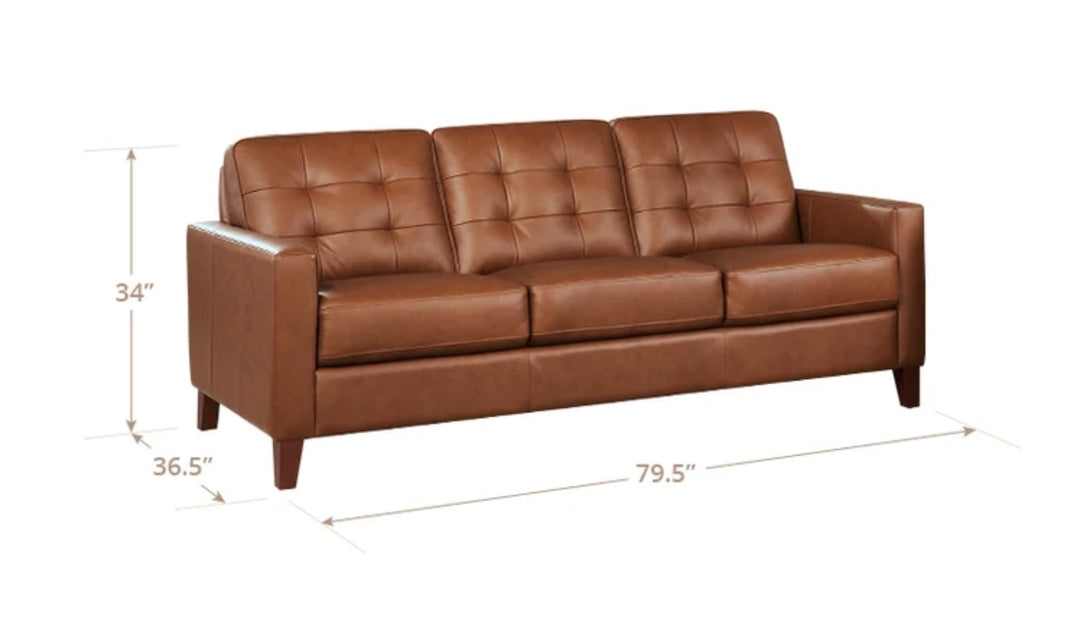 Aiden 3-Seater Leather Sofa With Track Arms