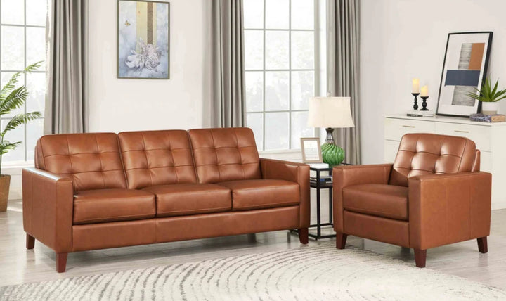 Aiden Leather Chair With Track Arms-Jenniferfurniture