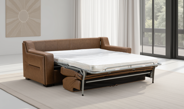 Alaves Italian Leather Queen Sleeper Sofa - Luxury Overnight Collection-Jennifer Furniture