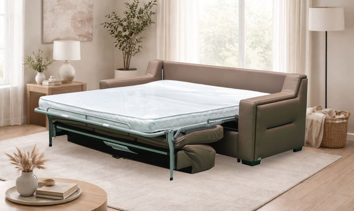 Klaussner Alaves Italian Leather Queen Sleeper Sofa - Luxury Overnight Collection