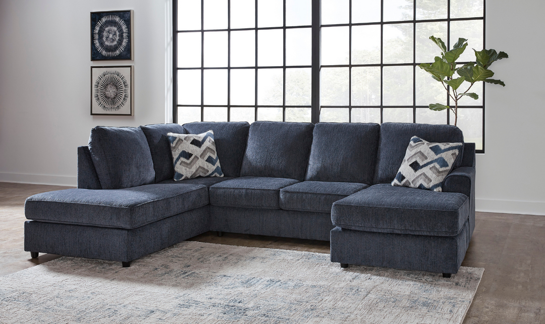 Modern Heritage Albar Place U-Shape 2-Piece Sectional in Cobalt