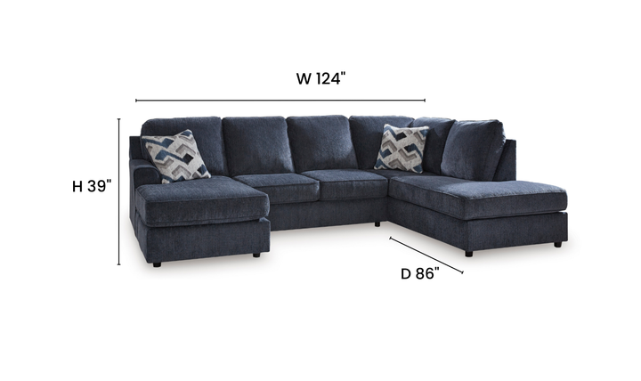 Modern Heritage Albar Place U-Shape 2-Piece Sectional in Cobalt