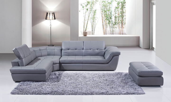 Jennifer Italia Alchimie 4-Seater Italian Leather Tufted Sectional Sofa